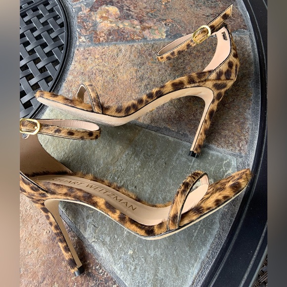 Stuart Weitzman * Nudist Leopard Print Stiletto Sandals - Picture 5 of 8